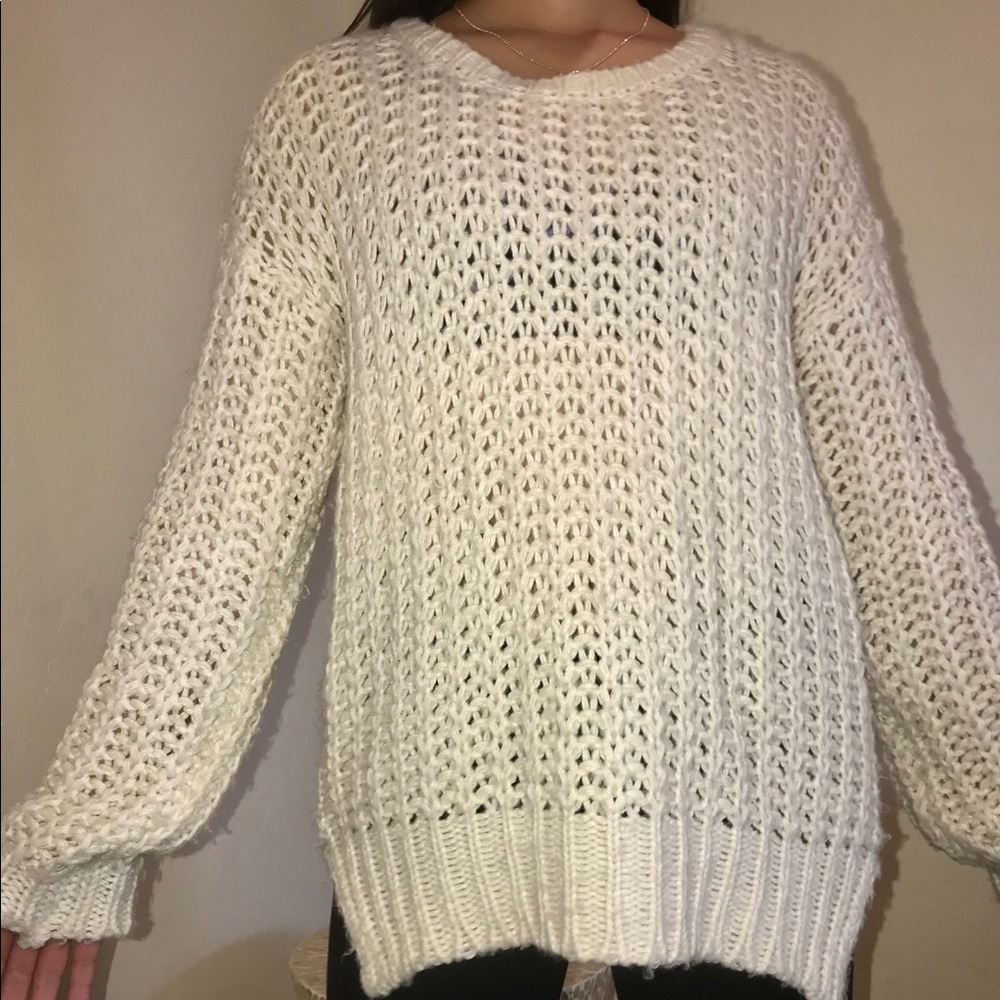 white or cream color knit sweater